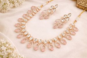 Traditional <b>Indian</b> Copper Bridal Jewelry <b>Set</b> for Women - Ethnic Gold-Plated Wedding <b>Necklace</b> and Jhumka Earrings <b>Set</b> - Product Image 5