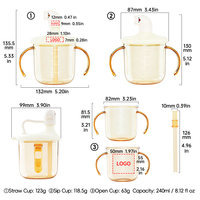 Gobelet à paille, tasse d'apprentissage, biberon d'alimentation en silicone pour bébés et enfants, pour lait et eau, tasses mignonnes pour enfants