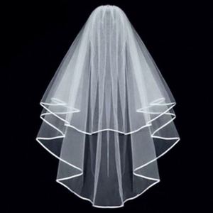 Voile de mariée double couche en tulle uni, motif simple, avec ruban, style ROMANTIQUE, 60-80cm, USA Mairun, Meilleure Vente - Product Image 2