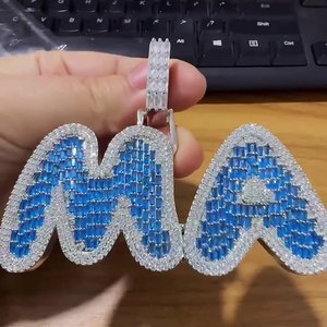 Dropshipping Cut Baby Blue Cubic Zirconia <span class=keywords><strong>pietre</strong></span> con <span class=keywords><strong>nome</strong></span> ciondolo personalizzato gioiello con <span class=keywords><strong>nome</strong></span> personalizzato - Product Image 6