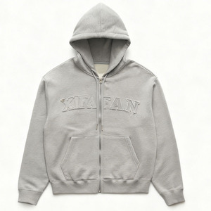 Sudadera Unisex Personalizada con Bordado y Grabado Frontal, 100% Algodón Tejido Transpirable, Cierre de Cremallera, Hombros Caídos, para Invierno y Otoño - Product Image 1