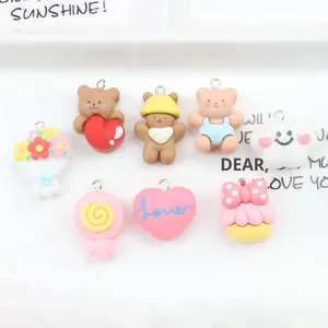 Colgante pequeño de resina creativa flor gruesa oso nube arcoíris piruleta hecho a mano DIY accesorio de joyería para Navidad - Product Image 2