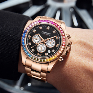 Nuovo Orologio Meccanico di Lusso da <span class=keywords><strong>Uomo</strong></span> in Acciaio Inossidabile con Diamanti Arcobaleno Luminosi, Impermeabile 5BAR, Movimento Automatico - Product Image 4