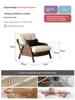 Fauteuil inclinable en cuir véritable style Song avec réglage de la profondeur d'assise, pieds en bois massif, pour salon et balcon