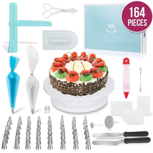 Ensemble d'outils de décoration de gâteaux de niveau expert avec des embouts à crème spécialisés et une plaque tournante professionnelle pour la pâtisserie - Product Image 2