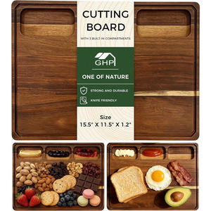 Planches à découper en noyer <span class=keywords><strong>noir</strong></span> pour la cuisine avec 3 compartiments intégrés, épaisseur 1,2 pouces, planche à découper en bois pour charcuterie - Product Image 1