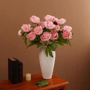 Fleur de pivoine artificielle Ruilisi, branche unique, soie blanche, décoration de mariage et de maison - Product Image 2