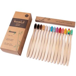 Brosse à dents en bambou biodégradable personnalisée de 7 pouces, sans BPA, poils doux, écologique, compostable, cadeaux promotionnels naturels pour entreprises - Product Image 1