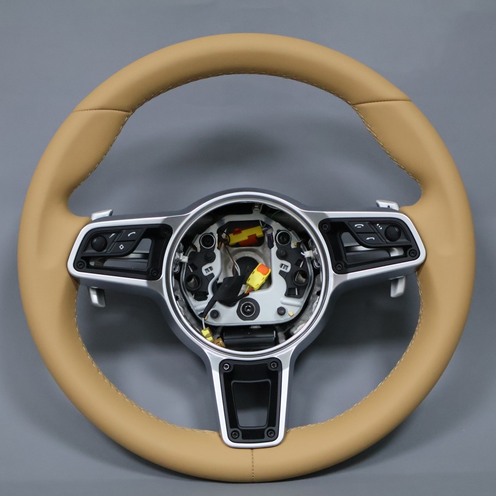 Fashion Red Leather Steering Wheel with Rivets (Porsche Fitment), photo 4