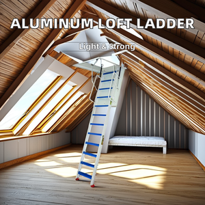 Escalera <span class=keywords><strong>de</strong></span> loft <span class=keywords><strong>de</strong></span> aluminio plegable moderna para conversión <span class=keywords><strong>de</strong></span> garaje-Capacidad <span class=keywords><strong>de</strong></span> ahorro <span class=keywords><strong>de</strong></span> espacio <span class=keywords><strong>de</strong></span> 300KGS - Product Image 2