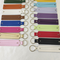 Porte-clés vierge en cuir PU YY avec anneaux de 8 mm, couleurs assorties, pour perles de charme et gravure laser