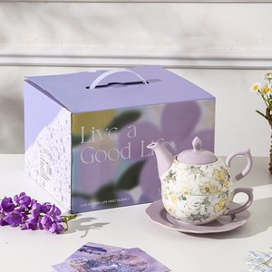 Service à thé en céramique MSH Blue Iris pour salon de thé, cadeau commercial, service à thé en céramique - Product Image 3