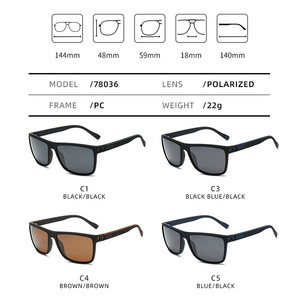Lunettes de soleil rectangulaires polarisées UV400 pour hommes, mode sportive en plein air 78036 - Product Image 1