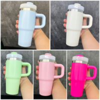 BPA gratis RTS 14oz baru sublimasi kosong bubuk berlapis emas dilapisi warna campuran Tumbler baja tahan karat bayi dengan pegangan untuk DIY