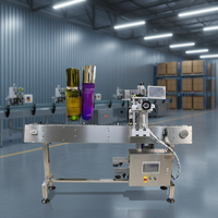 Machine de marquage laser UV à positionnement automatique sur convoyeur à rouleaux pour tubes cosmétiques ronds, avec marquage de la date de production et impression de logo laser