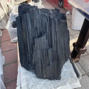大尺寸天然粗糙黑色电气石大原石晶体愈合