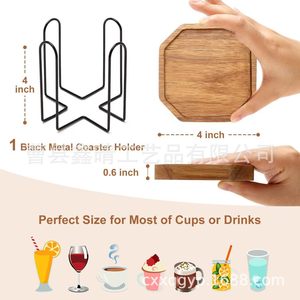 Petit plateau en bois transfrontalier, dessous de verre commercial anti-brûlure et antidérapant, plateau de rangement de bureau, support de tasse pour bureau - Product Image 4
