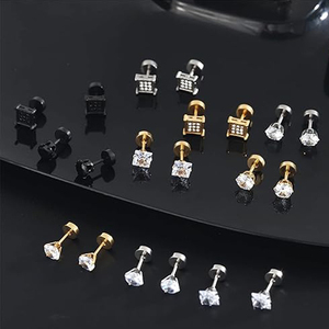 เครื่องประดับสแตนเลสสตีล 316L ป้องกันการแพ้ สำหรับทุกเพศ ชุบทอง 18K ด้วยเทคนิค PVD ต่างหูแบบห้อยประดับเพชรซิร์คอน ดีไซน์ทันสมัย - Product Image 5