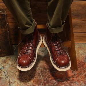 Nouvelle couche supérieure de chaussures en cuir de vachette pur vêtements de travail en cuir de vachette style coque supérieure semelle épaisse bottes en cuir véritable bottes pour hommes haut de gamme - Product Image 4