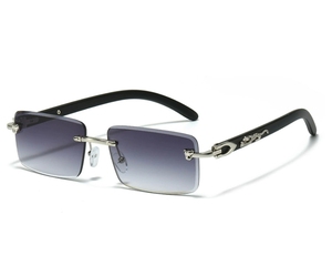 2025 nuevas gafas de <span class=keywords><strong>sol</strong></span> de Metal sin montura para hombres gafas de moda cuadradas de leopardo personalizadas lentes azules/Plateadas al por mayor champán - Product Image 6
