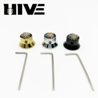 HVE Venta al por mayor de fábrica Perilla de volumen metálica de 6 mm tipo engranaje de 3 colores para guitarra eléctrica y bajo, con orificio y llave