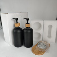Flacon de 500 ml (16 oz) pour désinfectant pour les mains et lotion, distributeur de savon en verre mat noir et blanc vide pour salle de bain et maison