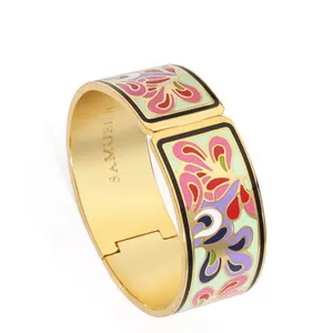 Colorful Enamel Bangle Armband Gold Color Cuff Bracelets Bangles For Women Accessories Fashion Jewelry Gifts