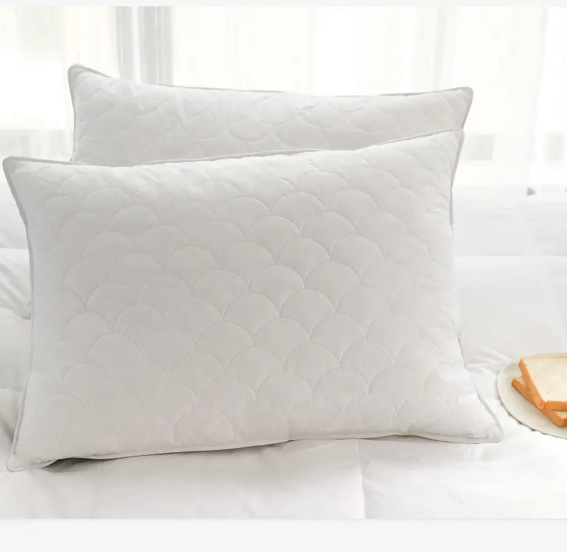 Hangzhou GAGA 2023 coton tissu couleur unie remplissage de plumes de canard blanc oreiller matelassé super doux pour la maison ou l'hôtel 100%