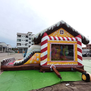Xmas outdoor holiday bouncer kids bouncy <b>castle</b> gingerbread inflatable <b>bounce</b> house and slide combo - Product Image 2