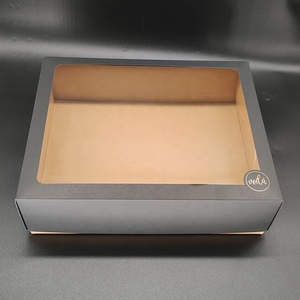 Caja de Pastelería de Dos Piezas con Ventana Gris Mate/Negra, Base de Kraft y Ventana Transparente de PVC para Regalo de Galletas, Personalizable para Panadería - Product Image 5