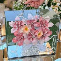 Umweltfreundliche Acryl-Blumenbox mit Spiegelboden und Griff, Geschenktasche für Hochzeiten und Partys, Vielseitig Einsetzbar