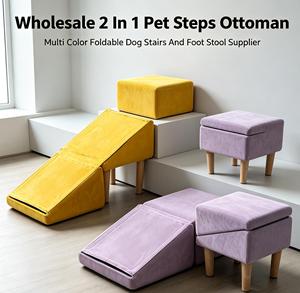 Split Design Convertible Pet Stairs & Foot Stool Soft Velvet Non-Slip <b>Dog</b> Steps for Sofa <b>Bed</b> Indoor Decorative Pet Furniture - Product Image 1