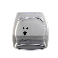 Tasse à eau sans couvercle en verre borosilicate à double paroi, résistante aux hautes températures, avec motif d'ours de dessin animé – Cadeau