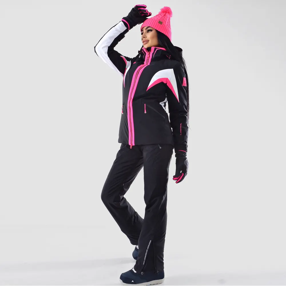 Jaket Ski olahraga hangat luar ruangan, jaket Windbreaker tahan air hangat untuk wanita