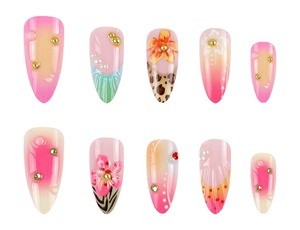 Suministros para <span class=keywords><strong>uñas</strong></span> Productos <span class=keywords><strong>de</strong></span> belleza Prensa <span class=keywords><strong>en</strong></span> las <span class=keywords><strong>uñas</strong></span> <span class=keywords><strong>Flores</strong></span> <span class=keywords><strong>de</strong></span> <span class=keywords><strong>colores</strong></span> franceses Onda 3D Shell Onda Playa <span class=keywords><strong>Uñas</strong></span> Usable 24 piezas Dedo - Product Image 5