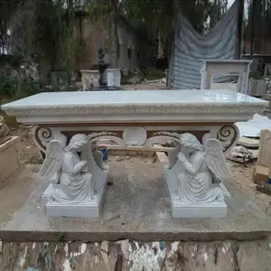 Mesa de altares de mármol, decoración de Iglesia, estilo occidental, estatua de Ángel arrodillado religioso, Altar de piedra