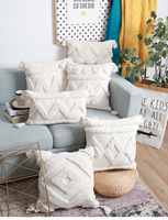 Housse de coussin carrée décorative en polyester tufté style bohème, brodée, pour canapé, 45 cm, pour la maison et l'hôtel