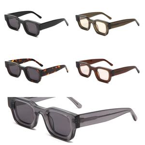 高品質トレンドレディースデザイナーズ高級アイウェアテンプル偏光UV400スモールスクエアメンズ厚手カスタムロゴアセテートサングラス - Product Image 2