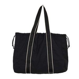 Solid Color <b>Canvas</b> Tote <b>Bag</b> <b>Drawstring</b> Closure Minimalist Design All Seasons Travel Use Gray and Beige - Product Image 2