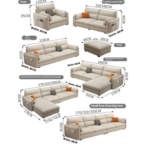 Divano Sezionale Moderno <span class=keywords><strong>Contemporaneo</strong></span> a 2 Posti a L, Imbottito in Spugna, Gambe in Legno, Arredamento Soggiorno, Design Cinese, Materiale in Tessuto - Product Image 2