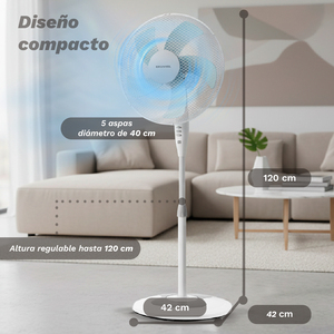 Ventilateur sur pied Grunkel 50W 3 vitesses base ronde blanche - Product Image 3