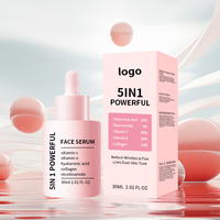 OEM Peptide Acide Hyaluronique Vitamine C E Collagène Sérum pour le Visage 5 en 1 Formule Liquide Blanchiment et Anti-âge Lifting Instantané