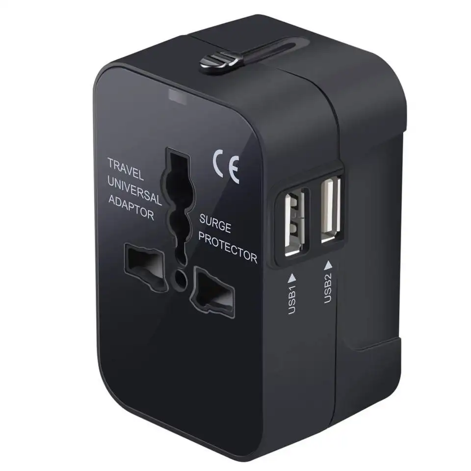 OEM/ All In One Worldwide Ac Power Wall Charger Plug 2 Usb 1 Eu Uk Aus Asia Universal International Travel Power Adapter