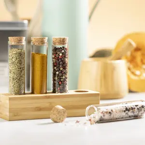 Ensemble d'épices en verre de bambou, merchandising durable - Product Image 2