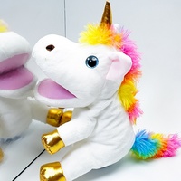 Peluche personnalisée licorne marionnette à main bébé animaux poupée éducative en peluche animal de dessin animé marionnettes à doigt jouets en peluche vente en gros