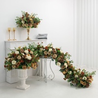 Arche florale artificielle marron style automne pour décoration de scène de mariage et événements, arrangement floral artificiel
