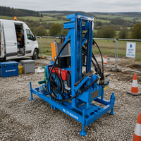 Petite plateforme de forage hydraulique pour puits d'eau avec moteur diesel, machine de forage rotative portable pour usage agricole, profondeur maximale 200 m