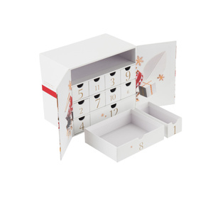 Caja de Calendario de Adviento Cuadrada Rígida de Papel Reciclable Personalizada con 12 Cajones y Relieve para Chocolate y Dulces, Caja de Regalo - Product Image 1
