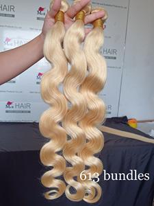 Lot de mèches de cheveux humains brésiliens blonds raides de 40 pouces avec frontal en dentelle, qualité 11A, cheveux vierges bruts 613, vente en gros - Product Image 4