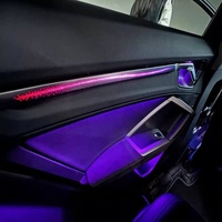 Kit d'éclairage d'ambiance pour l'intérieur de la voiture 6 en 1 10 en 1 64 couleurs, bandes et panneaux en grain de bois argent mat pour Audi Q3 2019-2025